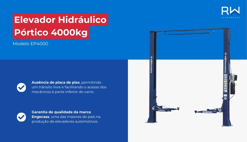 Elevador Automotivo Hidráulico Pórtico 4000kg Monofásico Engecass EP4000 