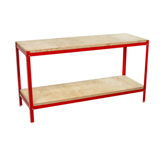 bancada de madeira oficina mecânica com prateleira